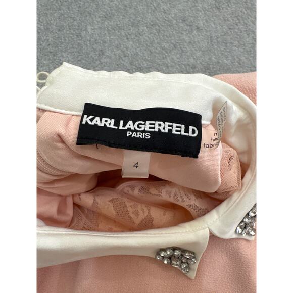 Karl Lagerfeld Paris Blush Pink Lace trim Collar Dress – Size 4 - Picture 7 of 8